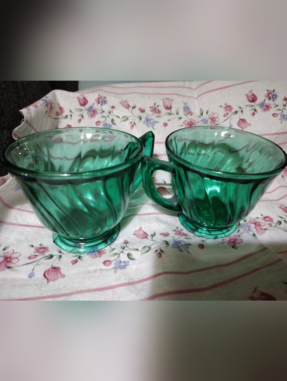 Jeannette Swirl MCM Green Tea Cups. Set Of 2